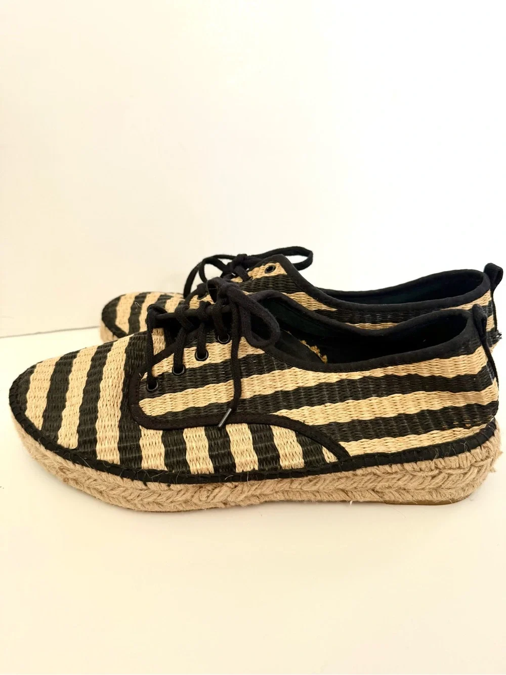 Loeffler Randall Alfie Raffia Striped Platform Espadrille Size 10